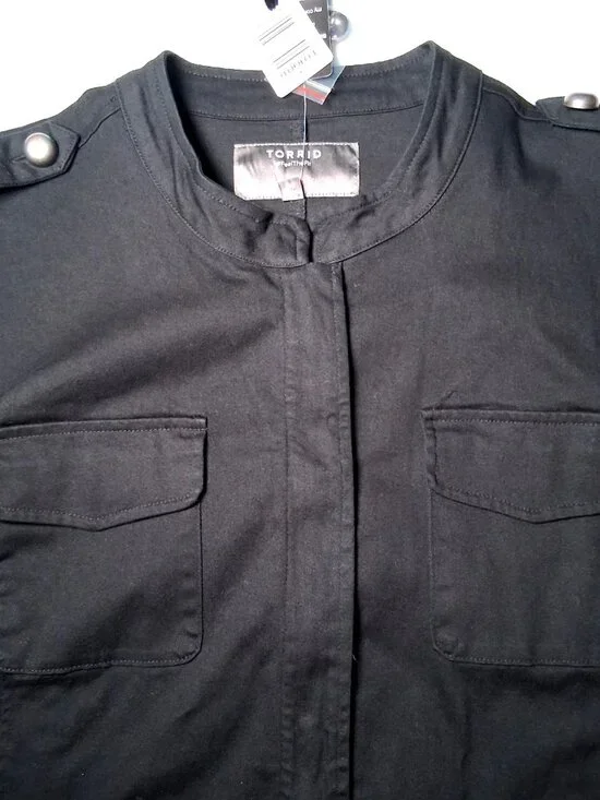 Torrid Size 3 Military Style Jacket Plus Size 3X Army Stretch Twill Black New - Picture 8 of 16